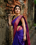 Premium Soft Katan Silk Saree – Royal Purple with Rani Pink Zari Border