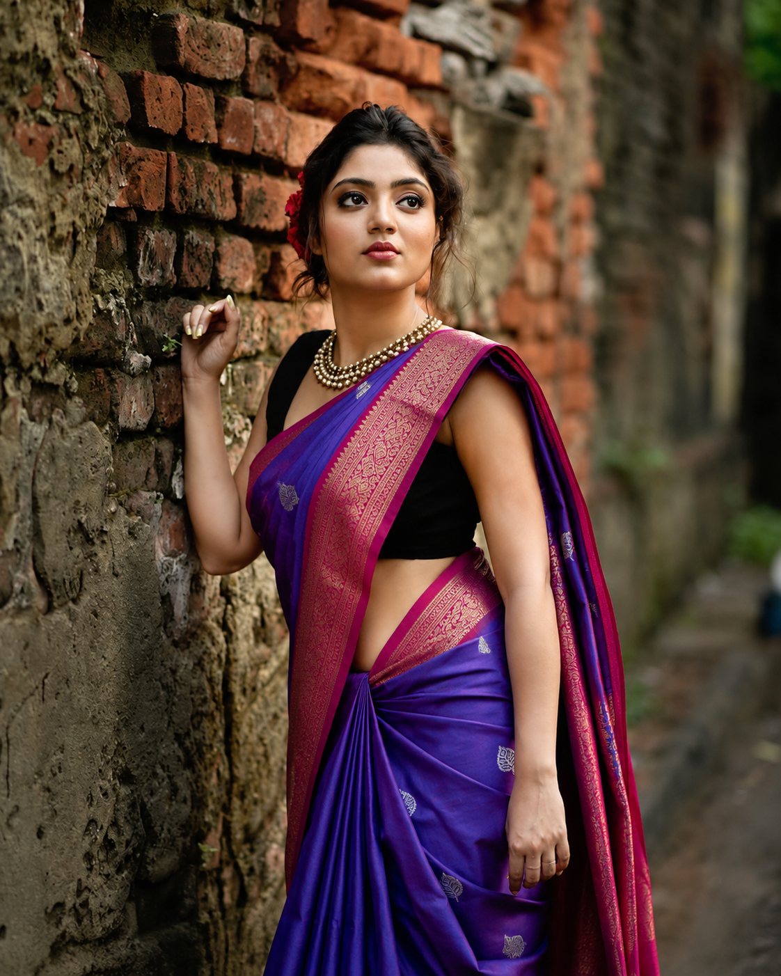 Premium Soft Katan Silk Saree – Royal Purple with Rani Pink Zari Border