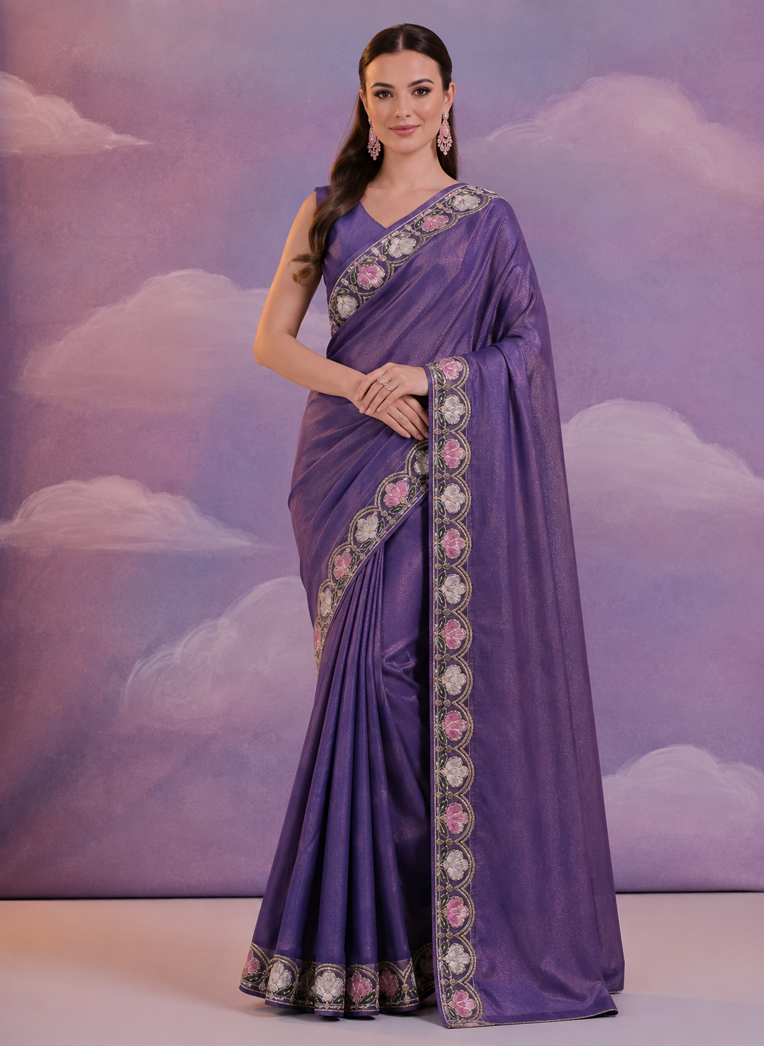 Premium Designer Lavender Saree