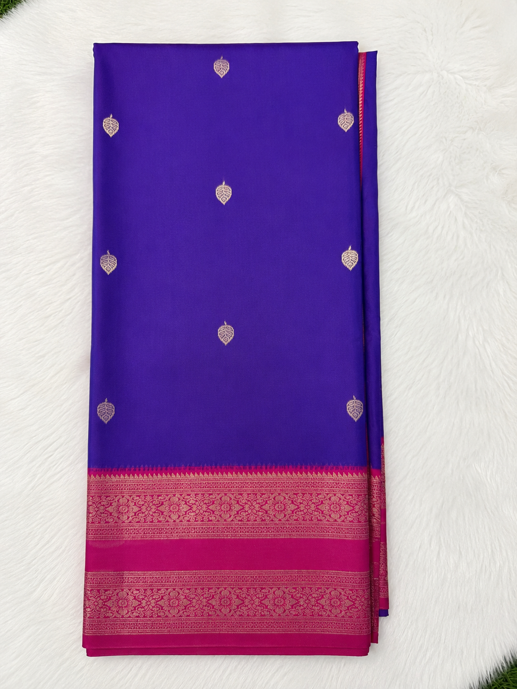 Premium Soft Katan Silk Saree – Royal Purple with Rani Pink Zari Border