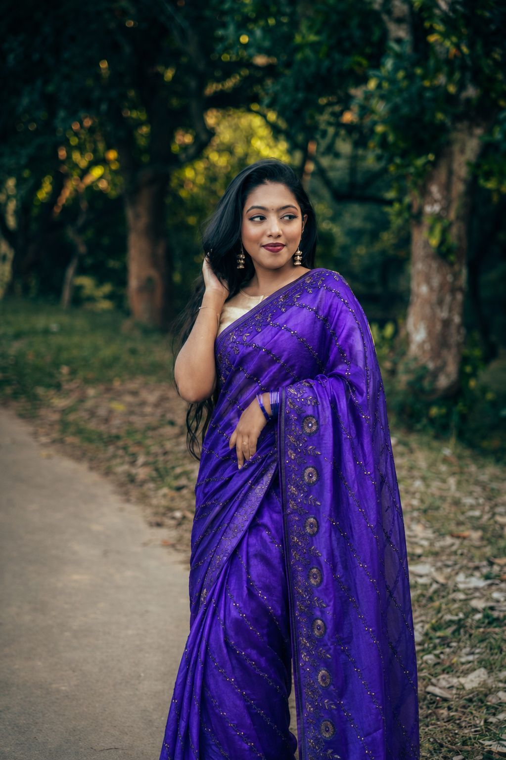 Royal Purple Ashiyan Burberry Silk Saree
