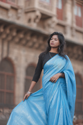 Sky Blue Space Silk Saree